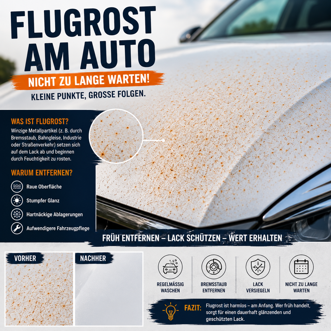 Flugrost am Auto entfernen – Warum du nicht zu lange warten solltest