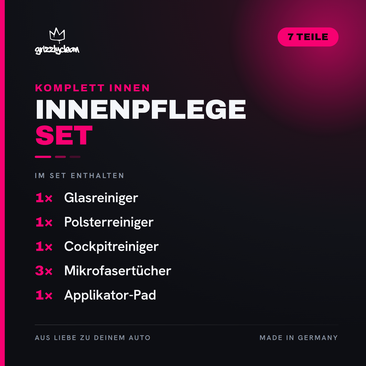 Innenraumreiniger Set Stoff, 7 Teile