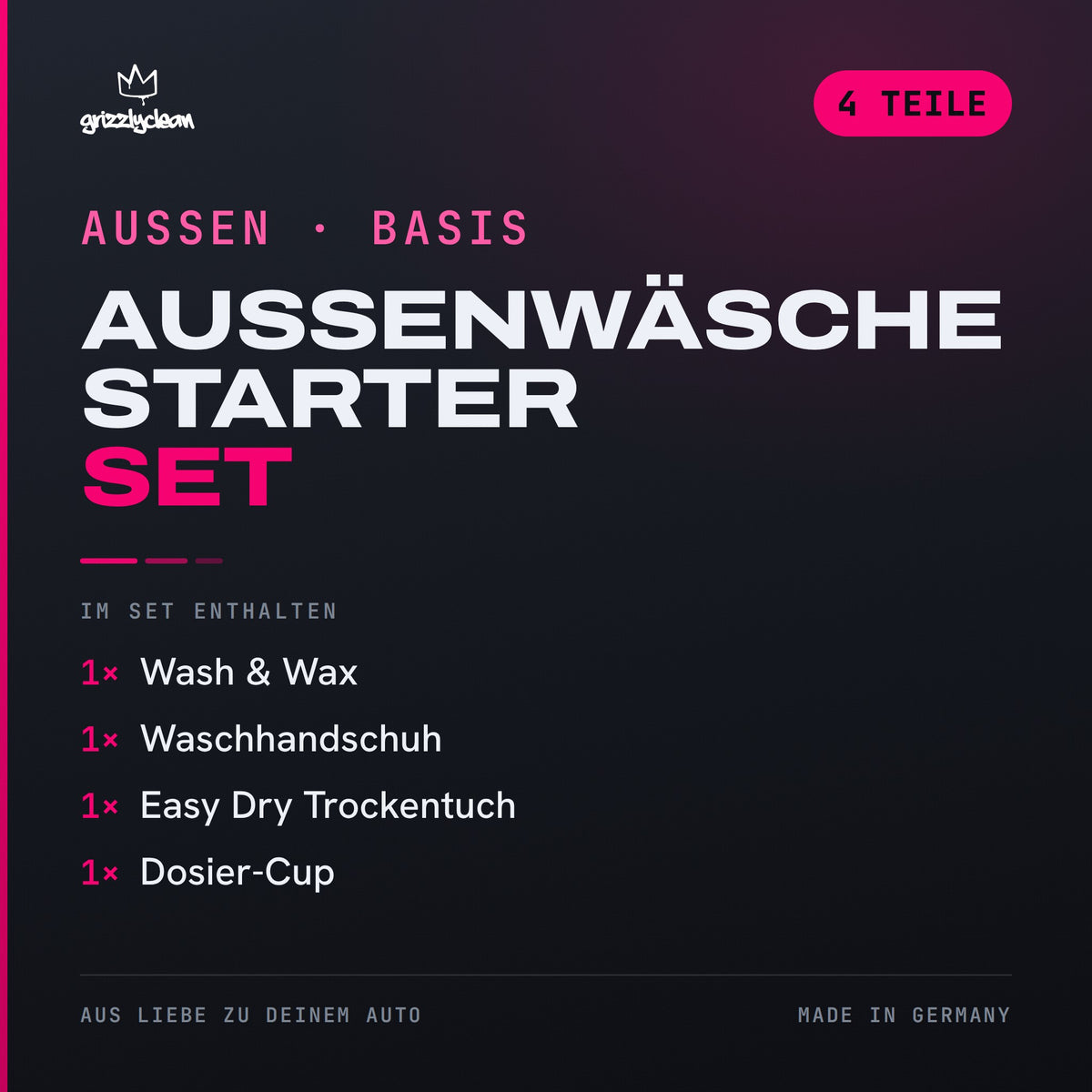 GrizzlyClean Aussenwaesche Starter Set Inhalt: 4 Teile fuer die Handwaesche