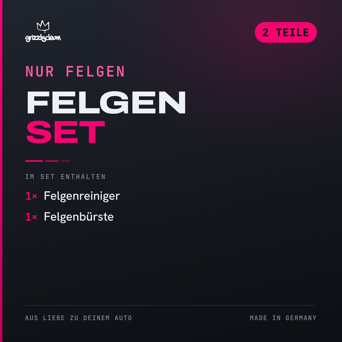 GrizzlyClean Felgen Set Inhalt: Felgenreiniger und Felgenbuerste