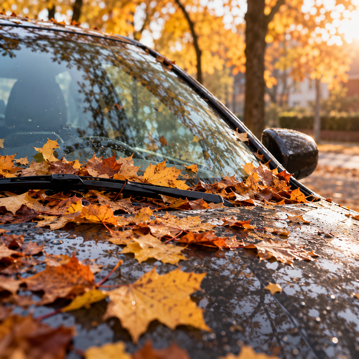 Laub auf dem Auto: Warum du Herbstblätter nicht einfach liegen lassen solltest
