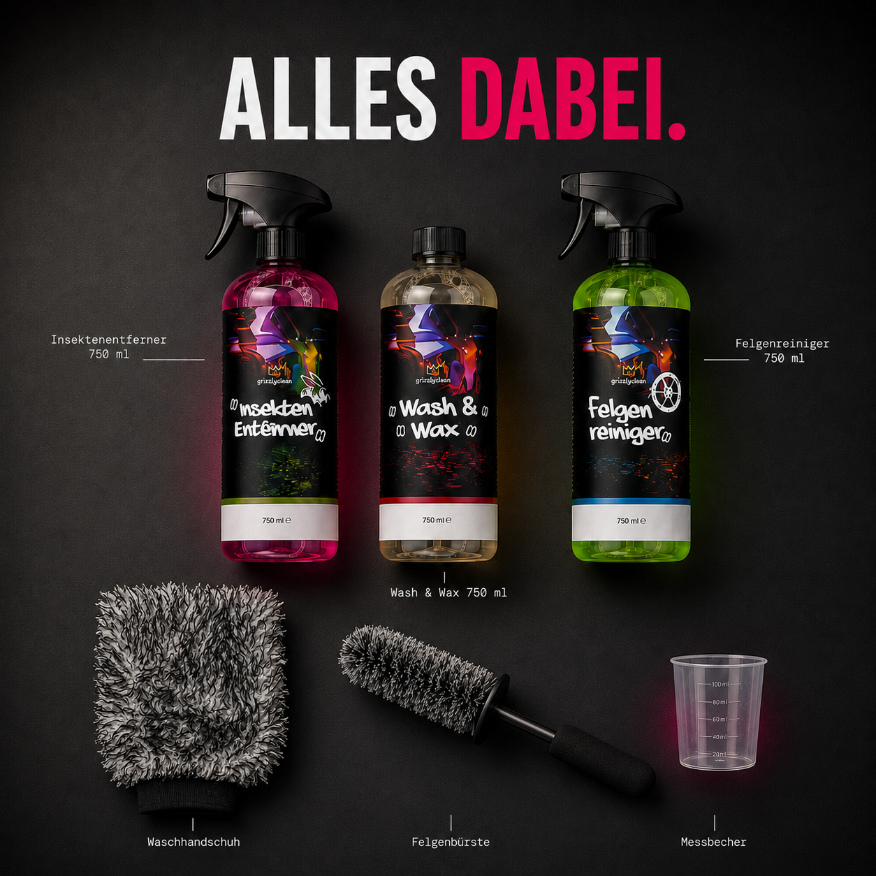 GrizzlyClean Autopflege Glanz Wäsche Set