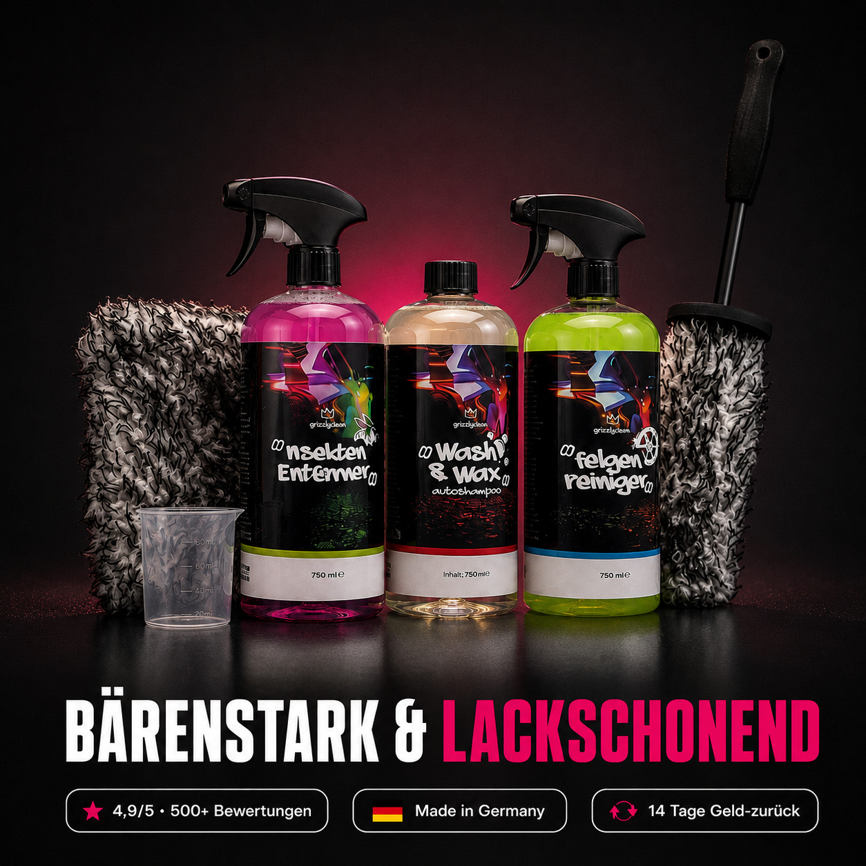 GrizzlyClean Autopflege Glanz Wäsche Set