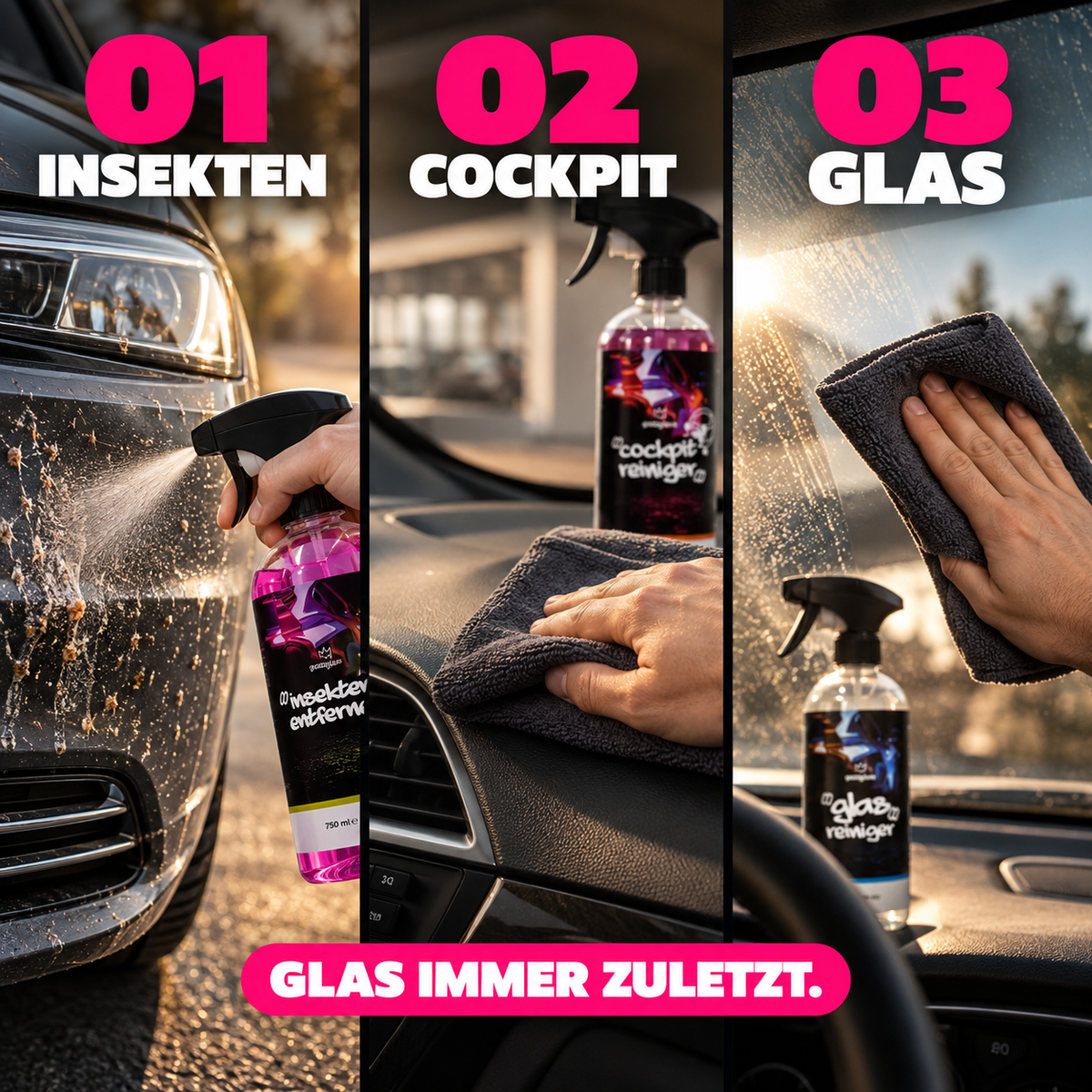 Auto Reinigungs Set ohne Wasser, 9 Teile