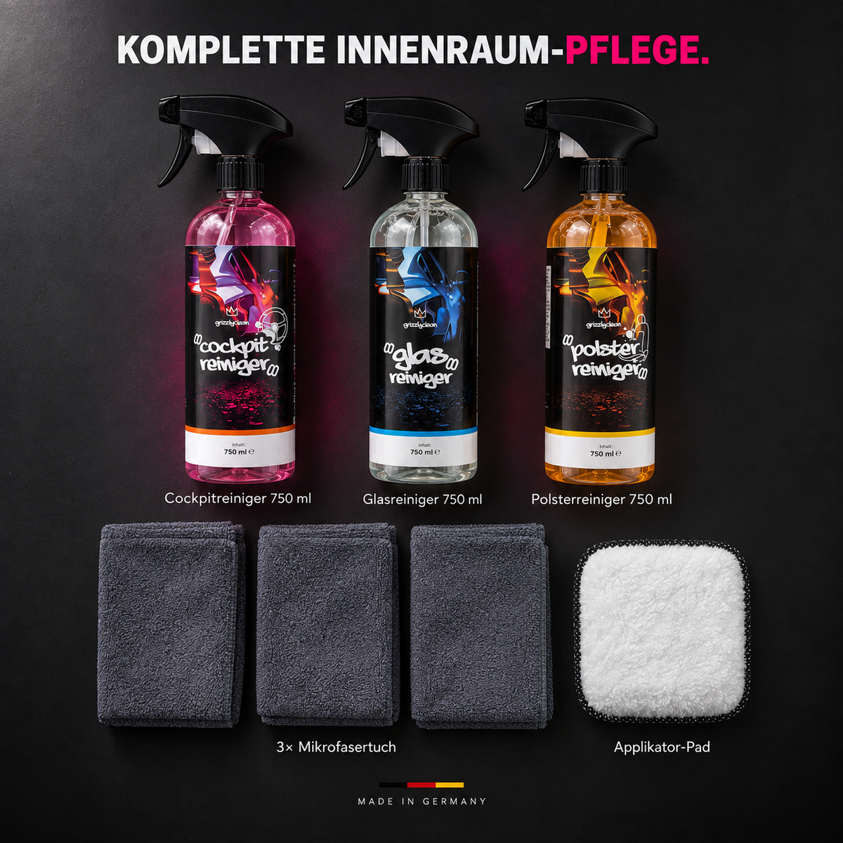 Innenraumreiniger Set Stoff, 7 Teile