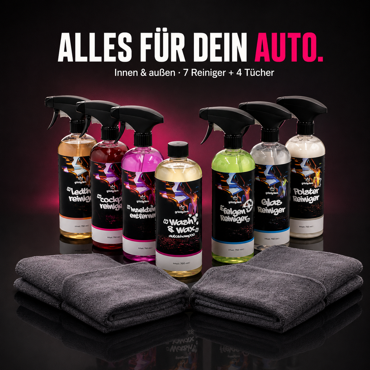 GrizzlyClean Autopflege Komplett Set, 12 Teile