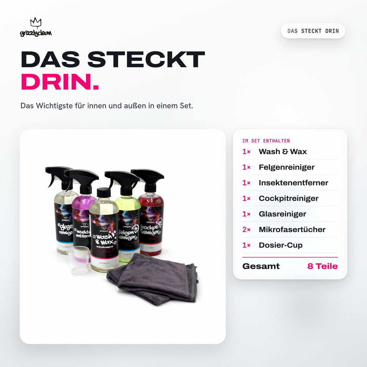 GrizzlyClean Auto Reinigungsset Innen & Außen