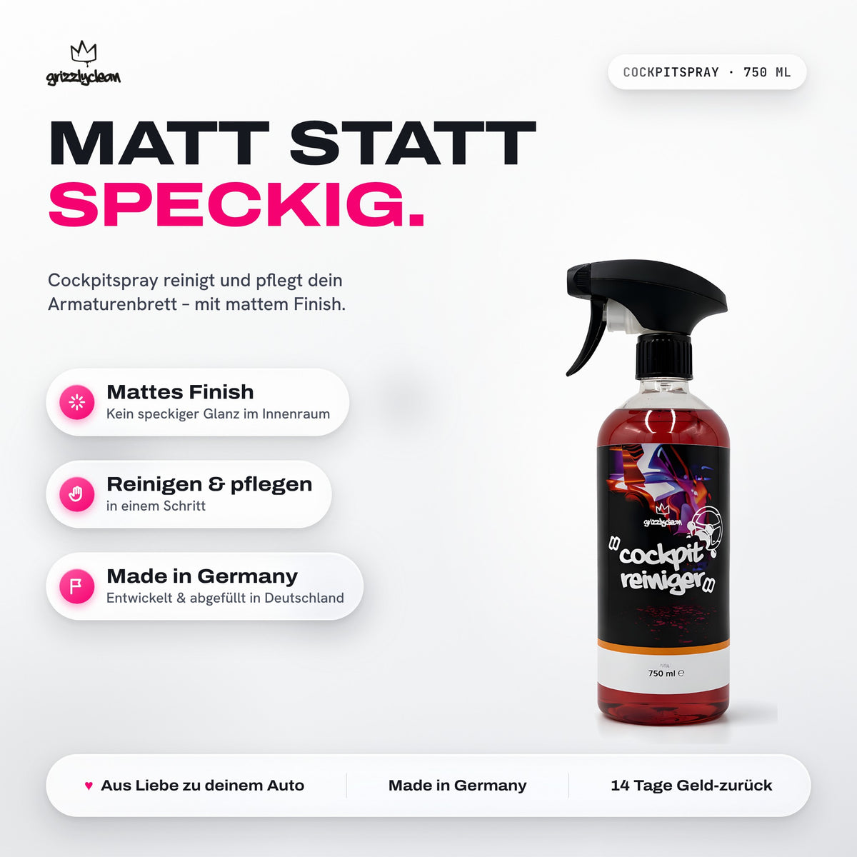 Cockpitspray – Armaturenbrett reinigen & pflegen mit mattem Finish